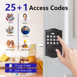 BRAVA Keyless Smart Deadbolt Lock – Door Lock with Code Modern Locking System, One-Touch Locking System Deadbolt Smart Lock, Waterproofing Anti-Peeping Keypad Door Lock for Enhanced Security | Black