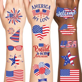 96 PCS American Flag Temporary Tattoos, USA Flag Tattoos, USA Flag Temporary Tattoos, Red White and Blue Tattoos, Red White and Blue Party Supplies, JULY 4th, Memorial Day, Labor Day Decoration