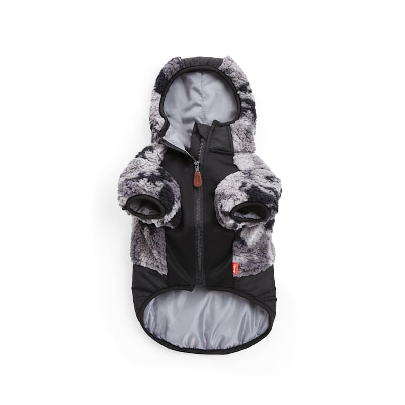 Reddy Black Sherpa Hooded Dog Jacket, X-Large