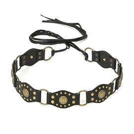 LumiSyne Vintage Western Belts Women Wide Disc Leather Belt Studded Lacing Style Cowgirl Waist Belt y2k Grunge Accessories