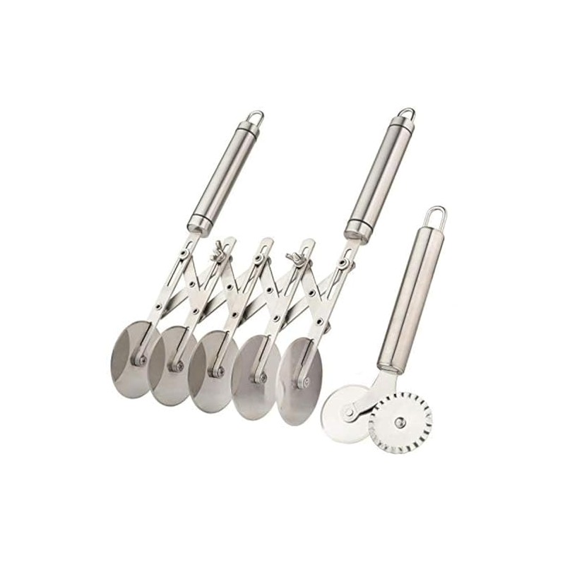 5 Wheel Pastry Cutter with Handle set of 2 Stainless