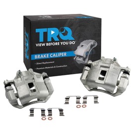 TRQ Front Brake Caliper Set Zinc Coated Brackets Hardware Compatible with 2006-2011 Hyundai Accent 2006-2012 Kia Rio 2006-2011 Kia Rio5