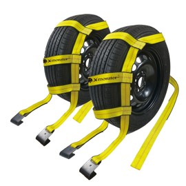 2 Pack Tow Dolly Basket Straps with Flat Hook,10000 lbs Working Capacity,Car Wheel Straps Tire Bonnet Net Fits 14"-19" Tires Auto Universal Vehicle Car Dolly Straps Accessories
