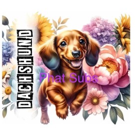Unbranded 20oz Sublimation Tumbler Wrap Floral Dachshund Ready To Press Heat Transfer