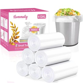 180 bolsas de basura pequeñas transparentes de 4 galones/180 bolsas de basura transparentes fuertes, bolsas de basura de baño, bolsas de plástico para oficina, forro de cesta de residuos, apto para 12-15 litros, 3,3.5, 4,4.5 galones (transparente 180)