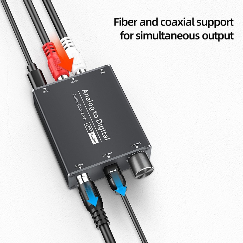 Analog to Digital Audio Converter RCA to Optical with 3.5mm
