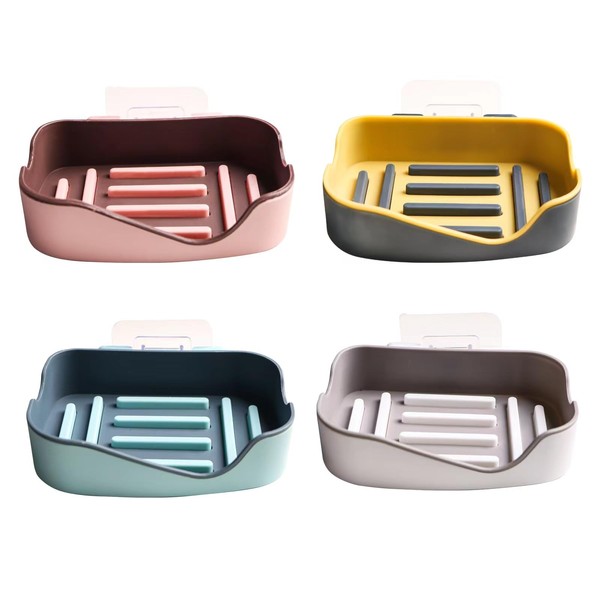 Qaixwuyi Pack of 4 Soap Box Double Drain Soap Box