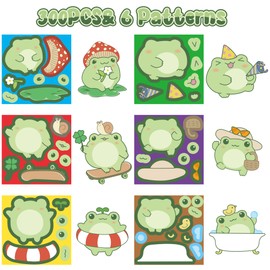ANGOLIO 300Pcs Cute Frog Make A Face Stickers Scene Roll DIY Make Your Own Cartoon Frog Stickers Kawaii Frog Vinyl Waterproof Stickers DIY Art Crafts for Kids Class Holiday Party Favor Birthday Gifts