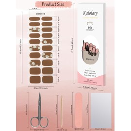 20PCS Gel Nail Polish Strips, Kalolary Brown Rose Full Cover Gel Nail Stickers Self Adhesive Nail Polish Decals Waterproof Nail Art Wraps Manicure DIY Decoration (UV/LED Lamp Required)