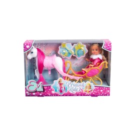 Simba 105733701 Evi Love Princess Ride Toy Doll with Winter Sledge and Horse, Princess Accessories, 12 cm, from 3 Years