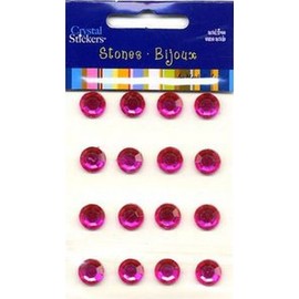 Mark Richards Elements Crystal Stickers 3809K Self-Adhesive Individual 16-Piece Round Rhinestones Crystal Stickers, 10mm, Hot Pink
