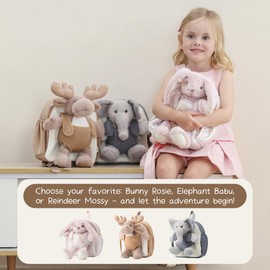 Moonkie Hug & Go™ Toddler Backpack, Elephant School Bag with Detachable Toy, Kids Backpacks for Boys Aged 1–3, Soft Plush Children's Backpacks, Perfect for Daycare, Travel & Kids Gifts