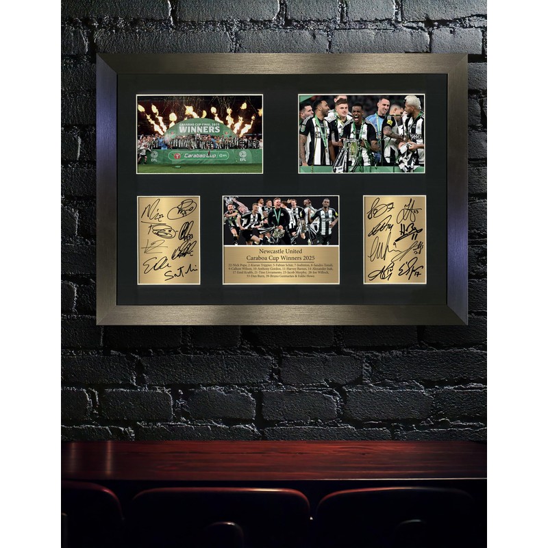 Newcastle Carabao Cup Winners 2025 Limited Edition Reproduction Autograph Poster
