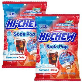 YCNO KOMBOFAN Soda Pop Ramune Candy, Individually Wrapped Cola Flavored Hi Chew Japanese Candies, Pack of 2