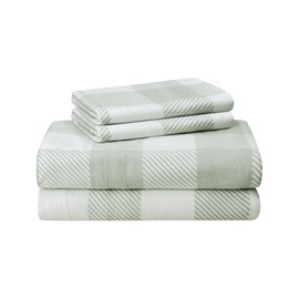Featherhead 100% Cotton 4PCs Flannel Sheet Set, Queen Size, Gingham | Double-Brushed for Extra Softness, Warm & Breathable, Extra Deep Pockets fits Up to 17” – 1 Flat, 1 Fitted, 2 Pillowcase