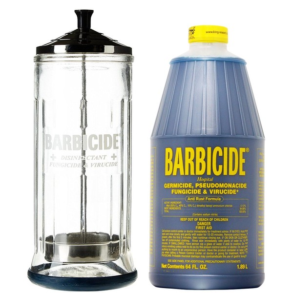 King Research Barbicide Disinfecting Jar Large 37oz + Disinfectant 64oz
