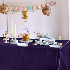 Horbaunal Purple Satin Tablecloth 60 x 102 Inches Rectangle Table Cloth Bright Silky Table Cover Overlay Dining Tablecloths for Wedding Party Banquets