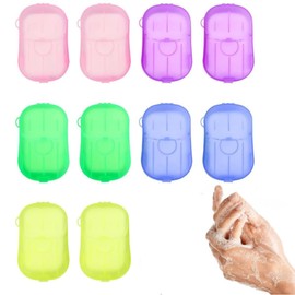 KLHCDUO 10PCS Boxes (200 Sheets) of Soap Paper, Mini Colored Soap Paper, Portable Soap with Box, For Outdoor, Camping, Hiking, Traveling