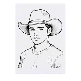 'Man In Cowboy Hat' Temporary Tattoo - Water Resistant, Skin-Safe, Non-Toxic Transfer (TO00074419)