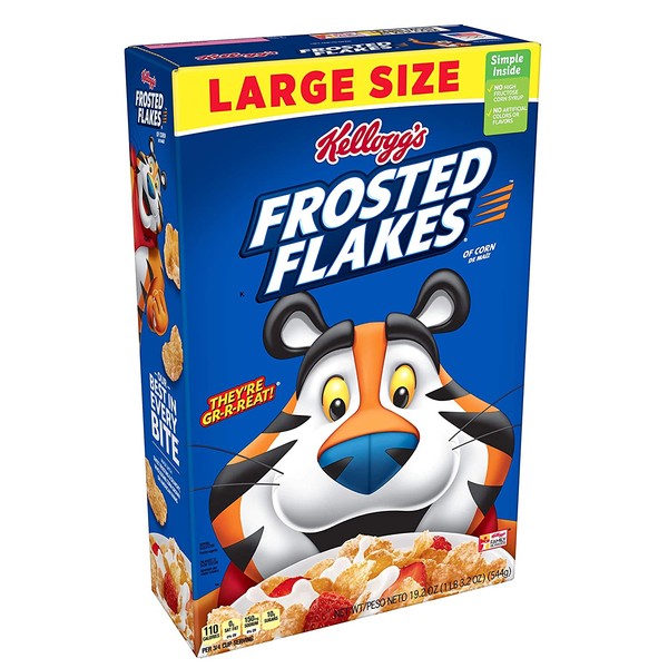 Kellogg's Breakfast Cereal, Frosted Flakes, Fat-Free, 19.2 oz Box