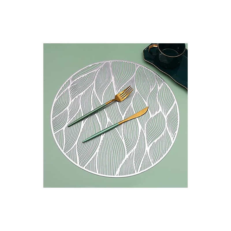 Hosoncovy 4 Pack Waves Decorative Placemats PVC Placemats Hollow Table