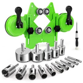 Diamond Hole Saw Kit 17PCS Drill Bits Sets with Double Suction Cups Guide Jig Fixture