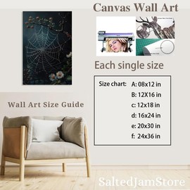 Dark Cottagecore Botanical Wall Art Spider Web Dark Forestcore Moody Victorian Forestcore Dark Academia Deco Arte gótico 8 x 12 pulgadas sin marco