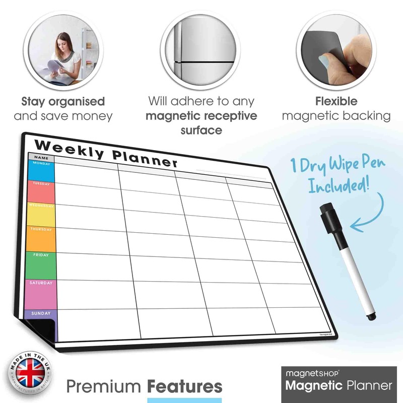 TMS Magnetic Weekly Planner for Fridge | Made in The