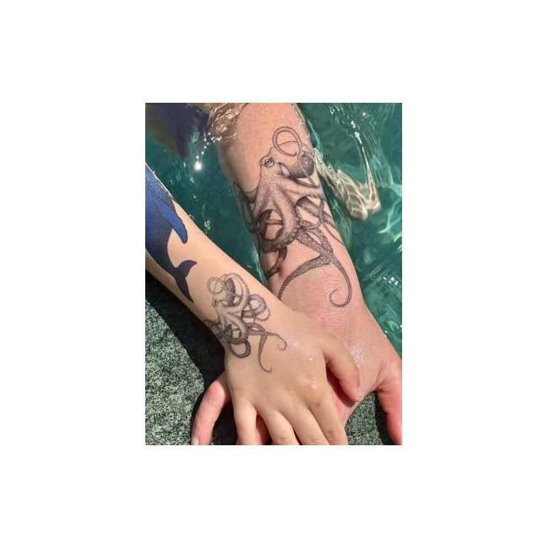 Matching Octopus Wrap Temporary Tattoo – Large 16x14cm + Small