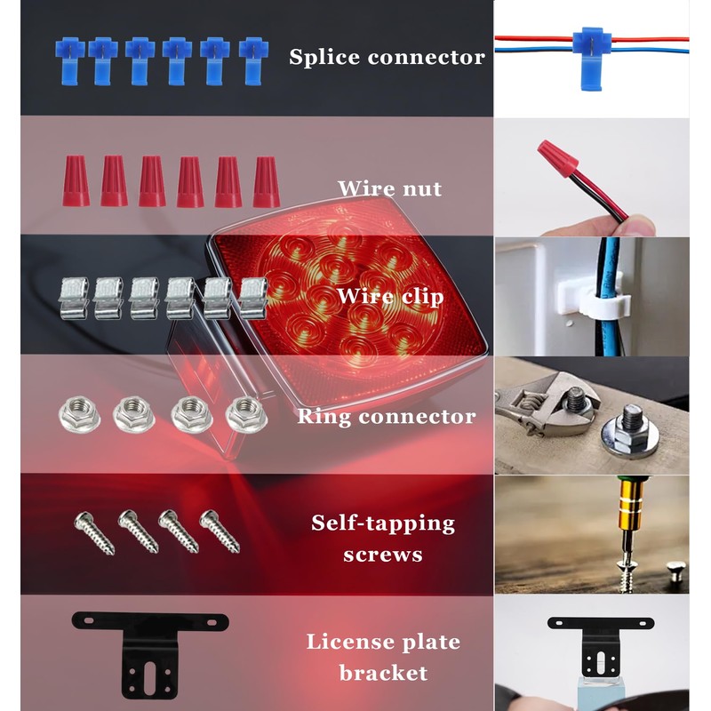 Cyfie LED Trailer Light Kit, Super Bright Submersible Brake Stop