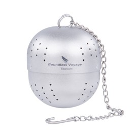 Boundless Voyage Titanium Tea Ball Infuser for Loose Tea Lightweight Tea Strainers Tea Steeper Fine Holes Tea Filter with Extented Chain Hook