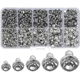 500 Sets Cz White Clear Crystal Rivets Rapid Rhinestone Silver Color Stud Rivets fit for DIY Leather-Craft and Garment (Mixed 01)
