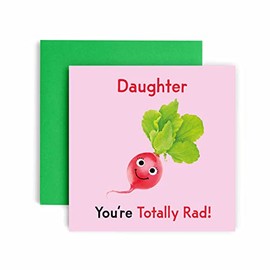 Huxters Birthday Cards for Women – You're Totally Rad! Daughter Happy Birthday Card for Birthday, Daughter Birthday Card with Lovely Green Envelope – Funny Birthday Card (Daughter)