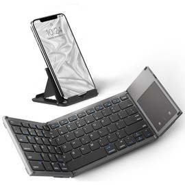 Tek Styz Slim Foldable Wireless Keyboard Compatible with BLU Studio J8 TOUCHPAD Mouse is Universal Providing 48H Use, 560 Days Standby, Portable, Compact, Tri-Fold, Rechargeable!