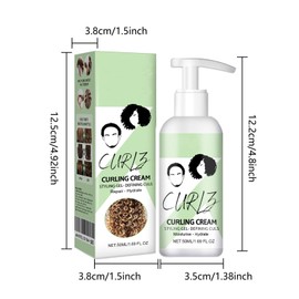 Dyceittdia 50ml Curl Hair Defining Cream, Creme zur Definition von Locken, Volumenspendende Creme für Lockiges Haar, Feuchtigkeitsspendend Flauschig Langanhaltender Halt, hair1