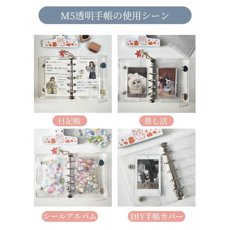 aninako Sticker Book M5 Transparent Removable for Girls 【Clear Refills*10