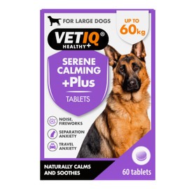 VETIQ Serene Calming Plus+ Tablets For Large Dogs, Helps to Reduce Anxiety in All Scenarios Short & Long Term , 60 Tablets