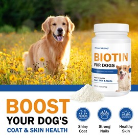 Biotin for Dogs, Supports Shiny Coat and Healthy Skin, Strengthens Dog Nails, Biotin Powder Supplement for Dog Shedding, Dry Skin Relief for Dogs, 6 oz