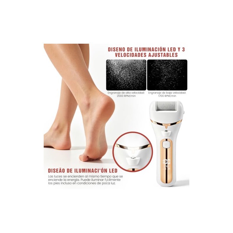 Lima Eléctrica para Pies, Velocidad Ajustable Cobrable Lima Eléctrica Pies