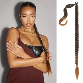 Braided Ponytail Extension,Mebeli Braid Extensions Long Braided Ponytail Extension for Black Women With Hair Tie,Straight Wrap with Braid Ponytail Extension Synthetic Hair Pieces 34 Inch T30. …