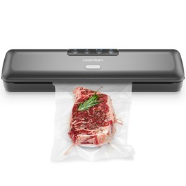 Chefman Food Vacuum Sealer Machine, Compact Vacuum Sealer with Moist & Dry Settings, Perfect for Sous Vide, Storage, and Freezer, One-Touch Operation, Vacuum Storage Bags Included – Black