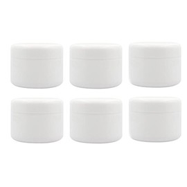 VASANA 6PCS 250ml White Empty Plastic Bottles Leak Proof Plastic Jars Round Storage Container Travel Storage Pot Lotion Bottles with White Lid for Make Up and Seasoning