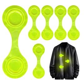 Pack of 6 Magnetic Reflectors, Reflectors Children, Reflective Lapel Magnets, Reflector Clips Pendant, Safety Reflector for Backpack, Jacket, Clothing, Pram, Jogging, Bicycle (Green)