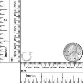 AVORA 3-Pair 10K White Gold Classic Polished 2mm Tube Hoop Earrings Set