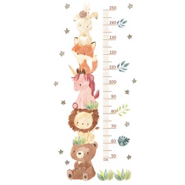 HIMKI Height Chart for Children - Wall Sticker Children's Room - Children's Height Chart Wall Sticker Forest Animals Wall Sticker for Child Growth - Gifts for Boys & Girls - Scale Measures 50-150 cm