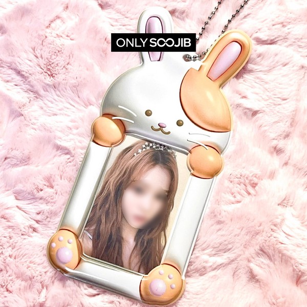 DUCKY WORLD Soft Spotted Yellow Rabbit Photo Card Holder Keyring