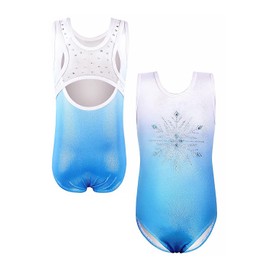 EQSJIU Toddler Girls Leotards Gymnastics 3t 4t Blue Diamond Snowflake Rhinestones Jewels Backless x Back Sparkle Sequins Dance Outfit Bodysuits Unitard