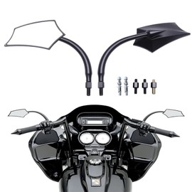DREAMIZER Motorcycle Mirrors for Handlebars - Universal 8MM 10MM Side Mirror for Street Electra Glide Road King Street Dyna Bob Softial Sportster,Black