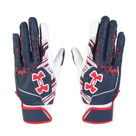 UA Clean Up Batting Gloves 6001310 (410) Midnight Navy, White, Red, Medium