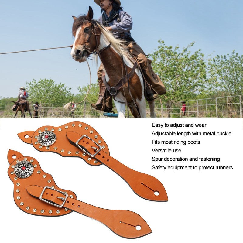 Spur Strap Artificial Leather Adjustable Western Spur Strap with Buckle